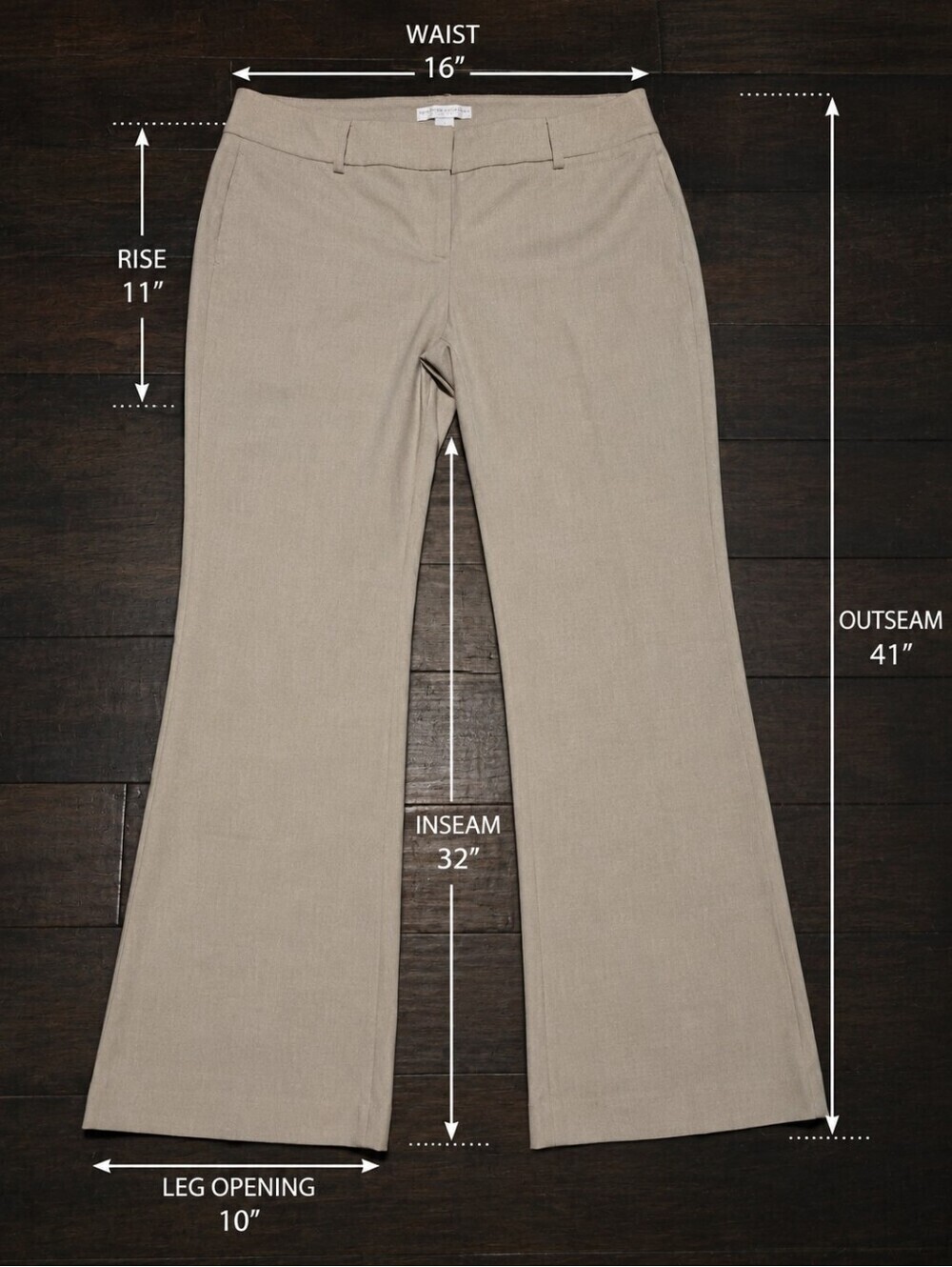 New York & Company Stretch Petite Linen Blend Wide Leg Dress Pants 8P Beige